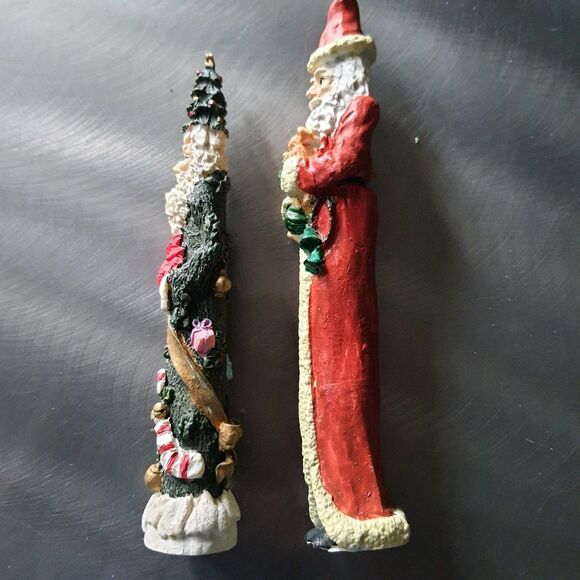 Vintage Lot Of 2 Slim Skinny Santas 6" Figurines Christmas Tree Holiday Decor - Picture 6 of 8
